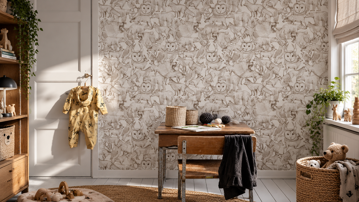 Papier peint Forest Friends Brown