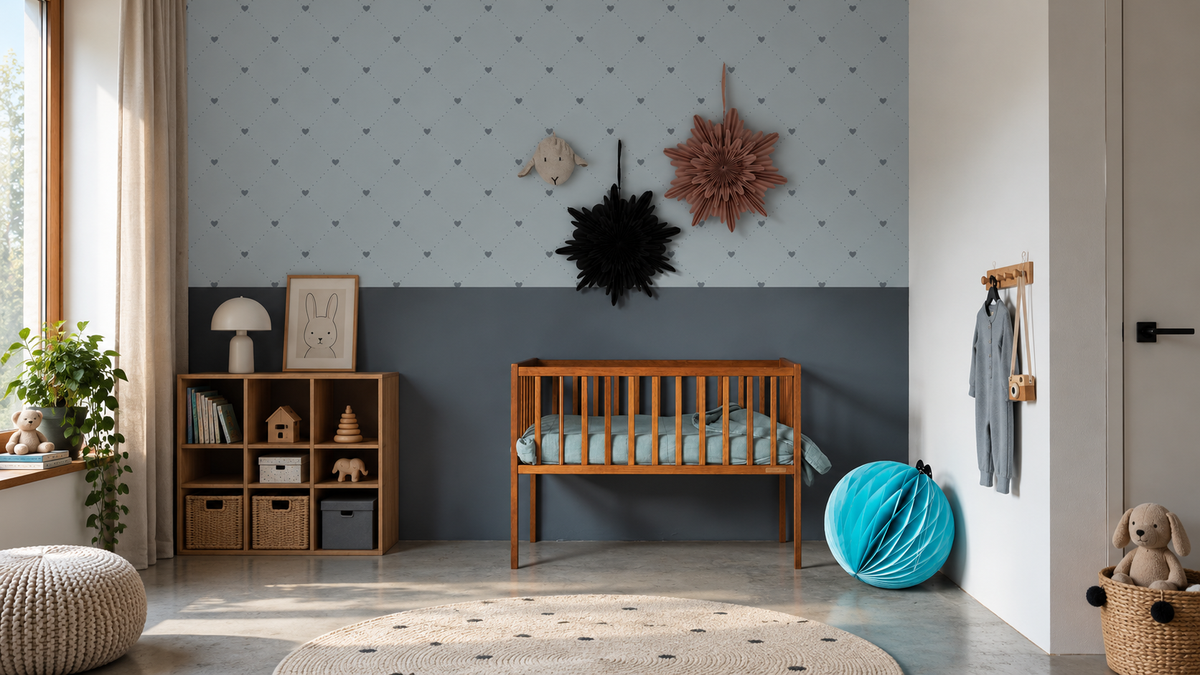 Papier peint Heart Lattice Powder Blue