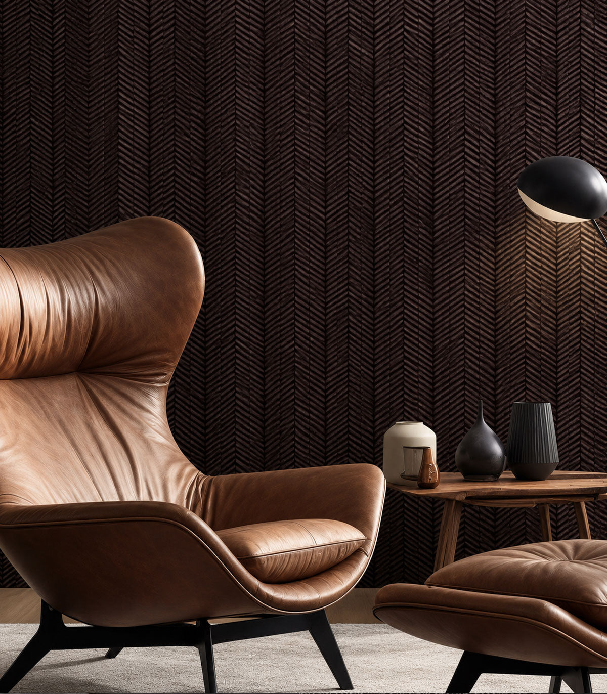 Papier peint Herringbone Burgundy