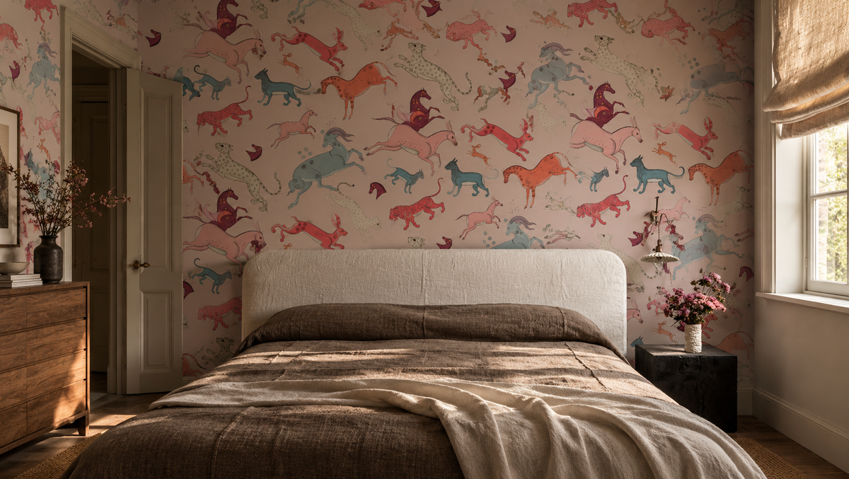 Papier peint Oriental Animals Light Pink