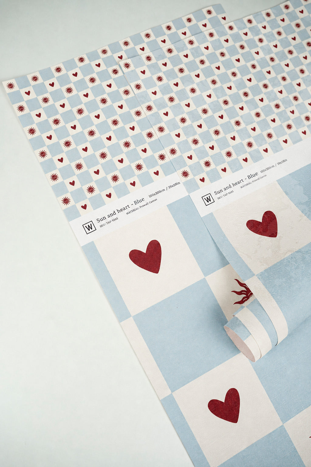 Papier peint Sun and heart Blue