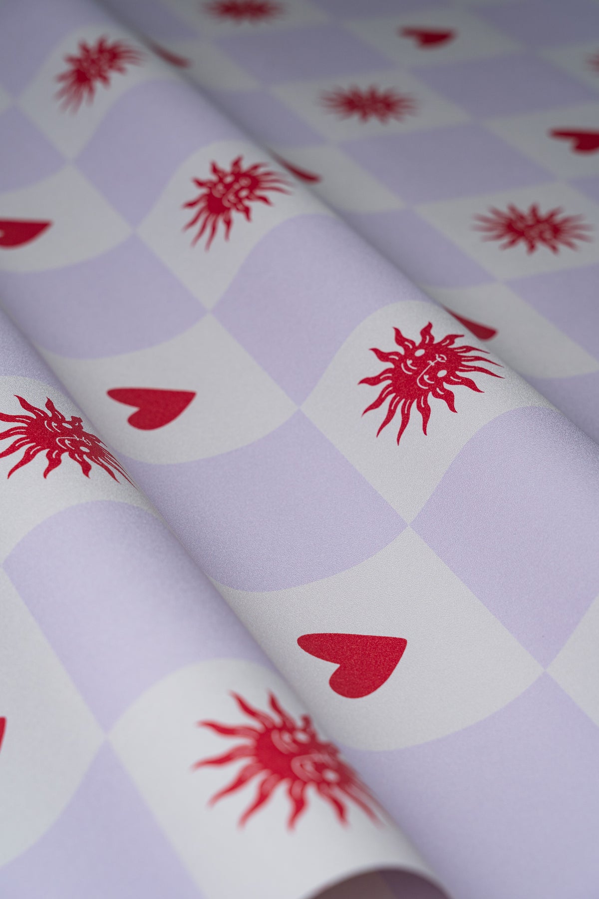 Tapeta Sun and heart Lilac Cream