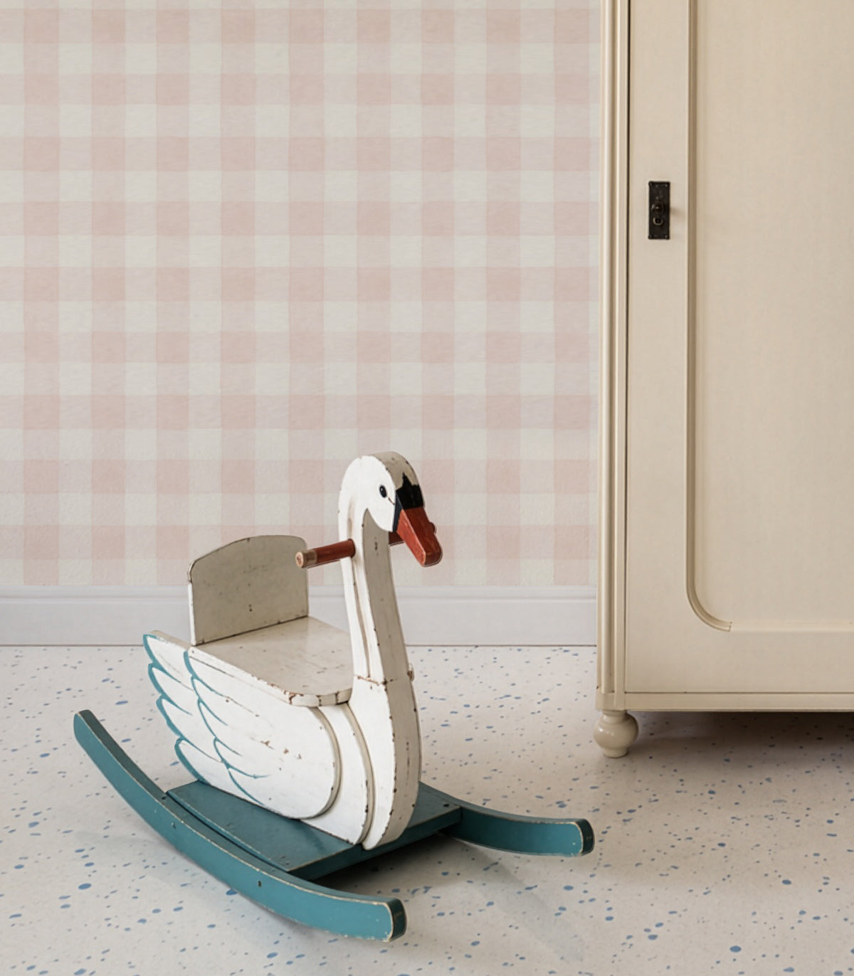 Papier peint Watercolor Checks Blush Pink
