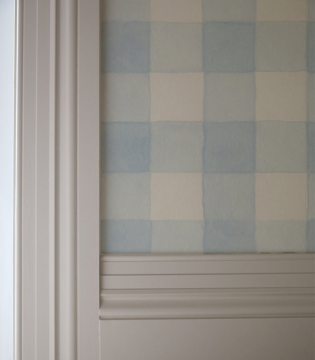 Tapeta Watercolor Checks Sky Blue
