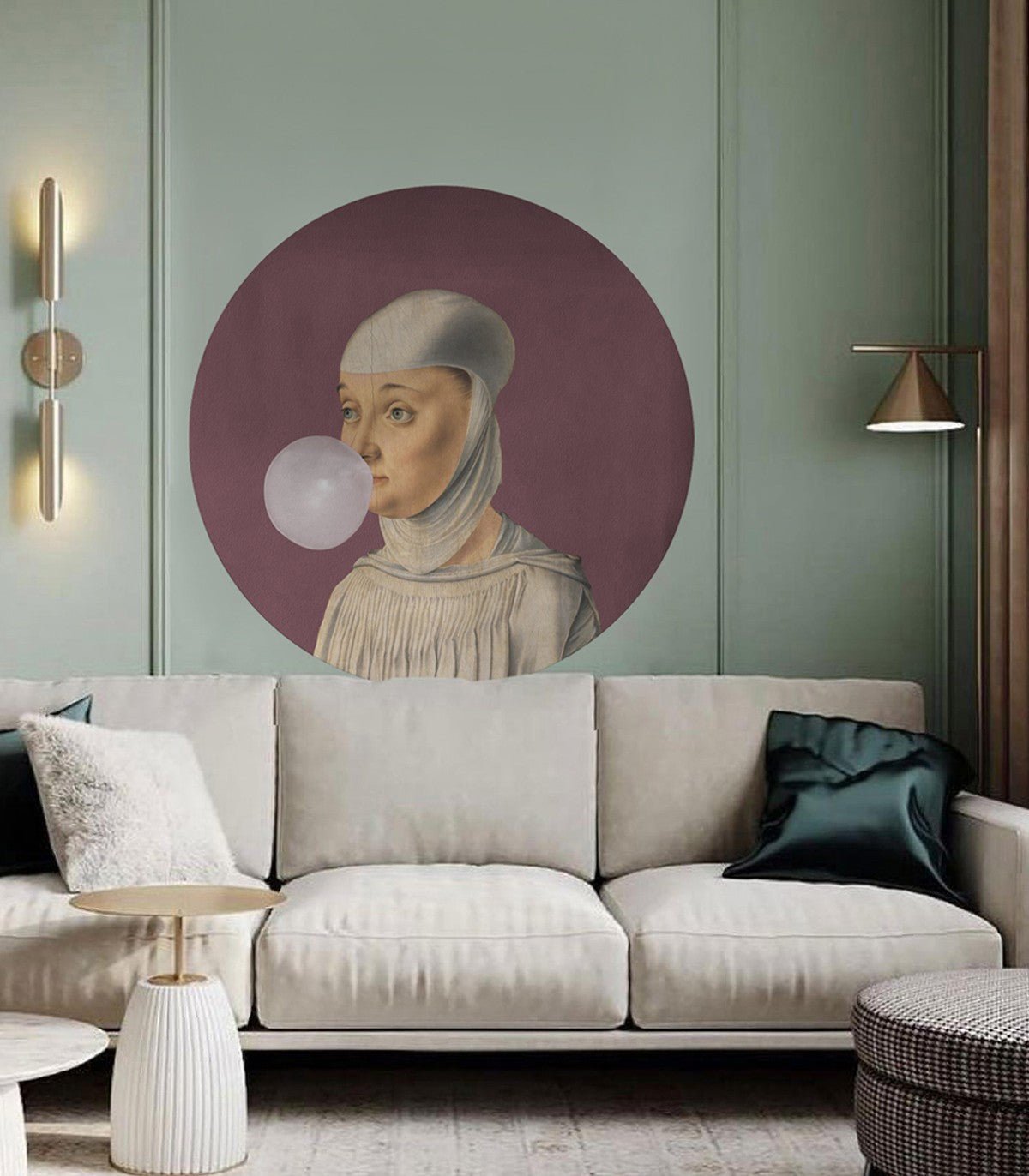 Dots Lighting Woman with Bubble Gum Eggplant - Wallcolors®