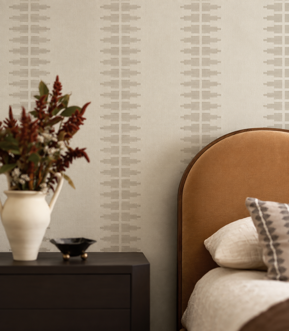 Tapeta Ornament Line Clay Cream Beige