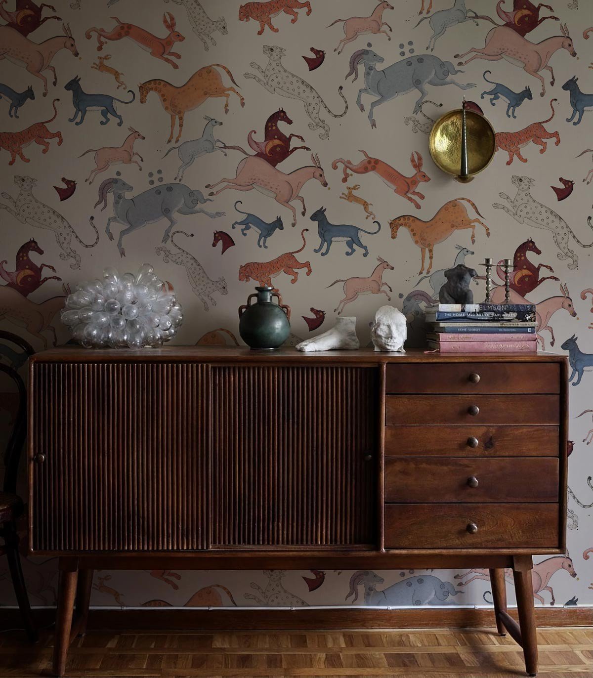Tapeta Oriental Animals Beige - Wallcolors®
