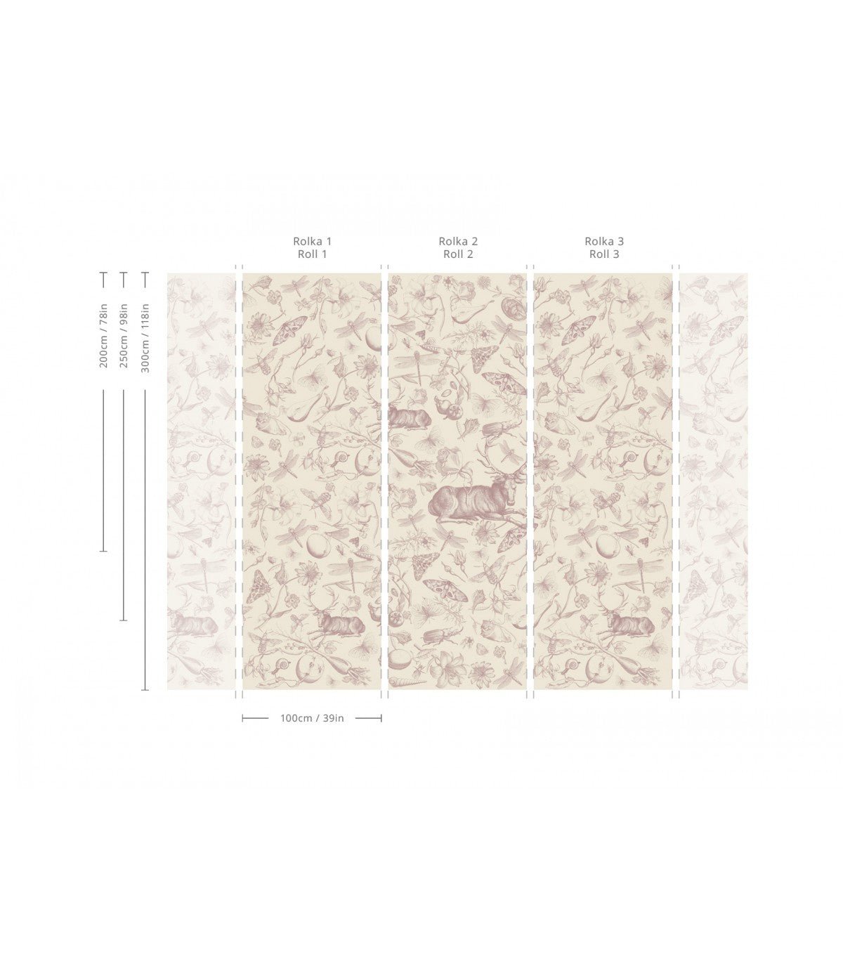 Tapeta Vintage botanic pink - Wallcolors®
