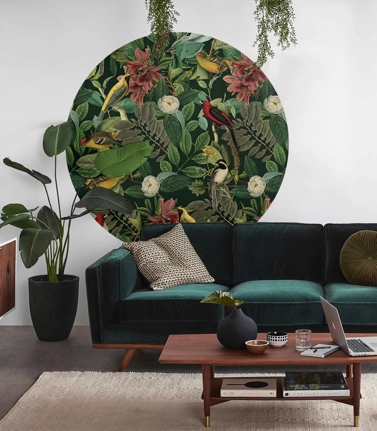 Roślinne dekoracje ścienne DOTS z motywem liści na tle jasnej ściany