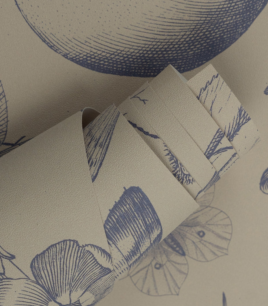 Papier peint Vintage botanic blue