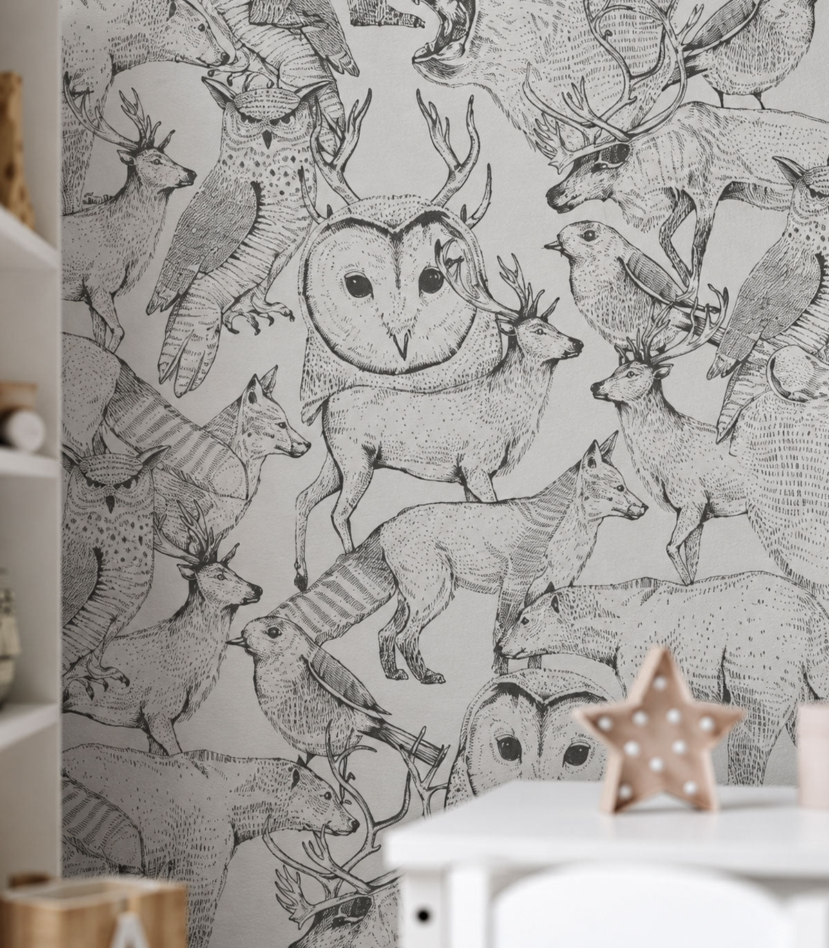 Papier peint Forest Friends Grey