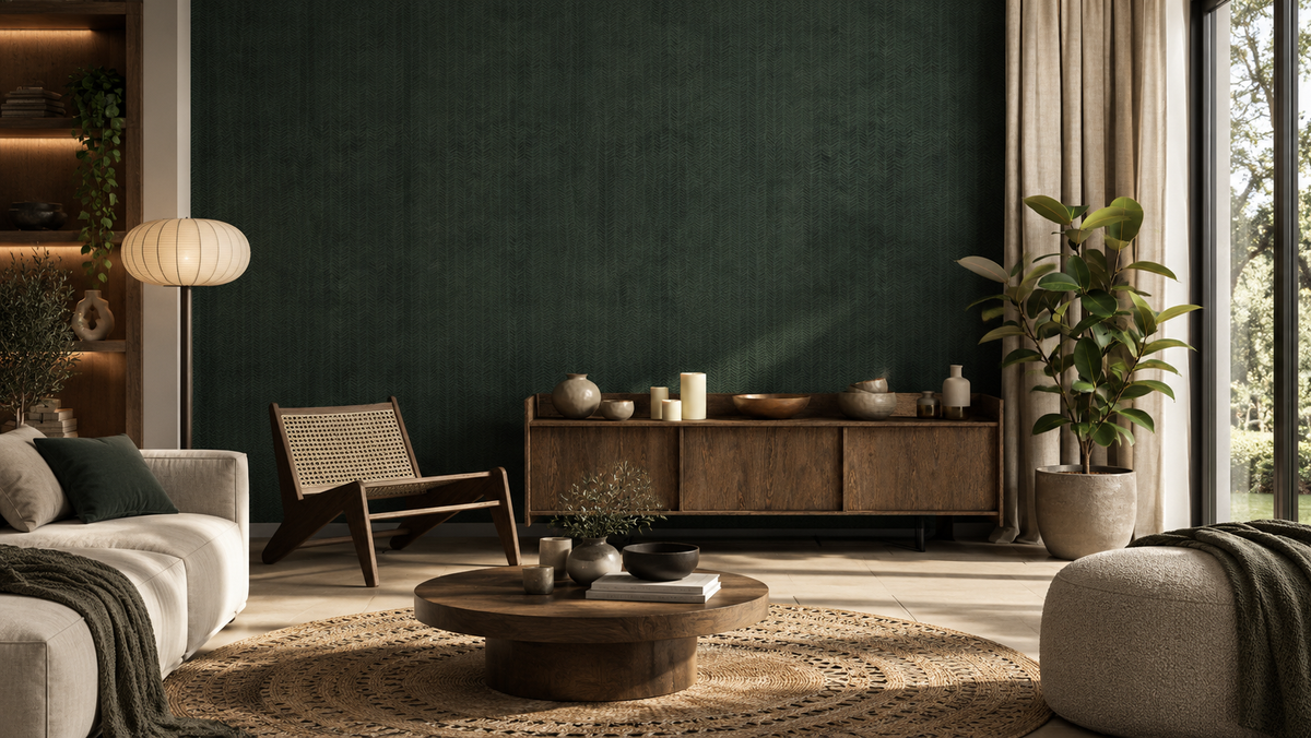 Papier peint Herringbone green
