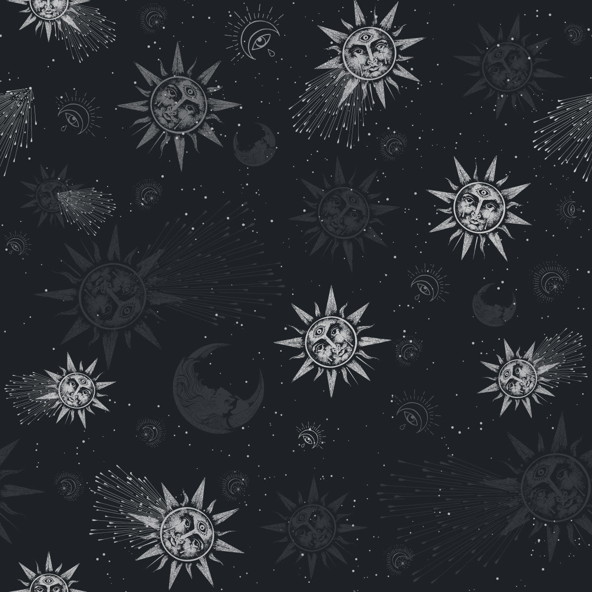Papier peint Moon and sun navy blue