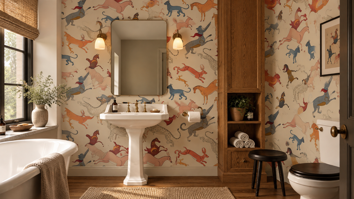 Papier peint Oriental Animals Beige