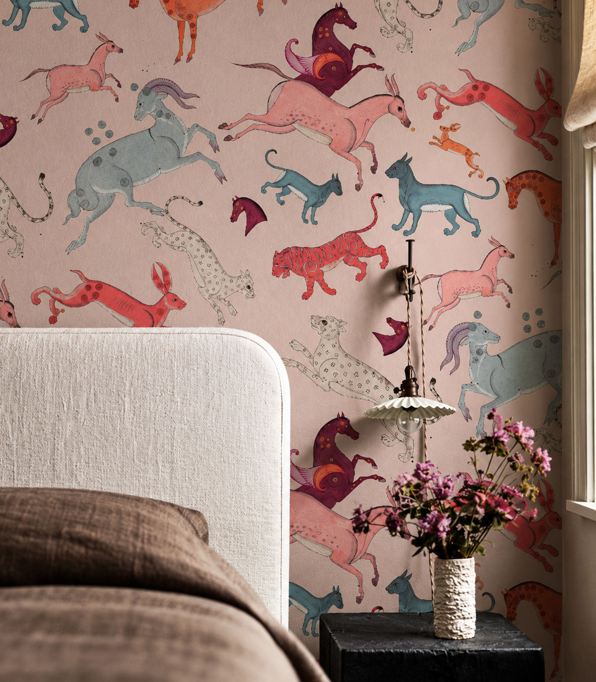Papier peint Oriental Animals Light Pink