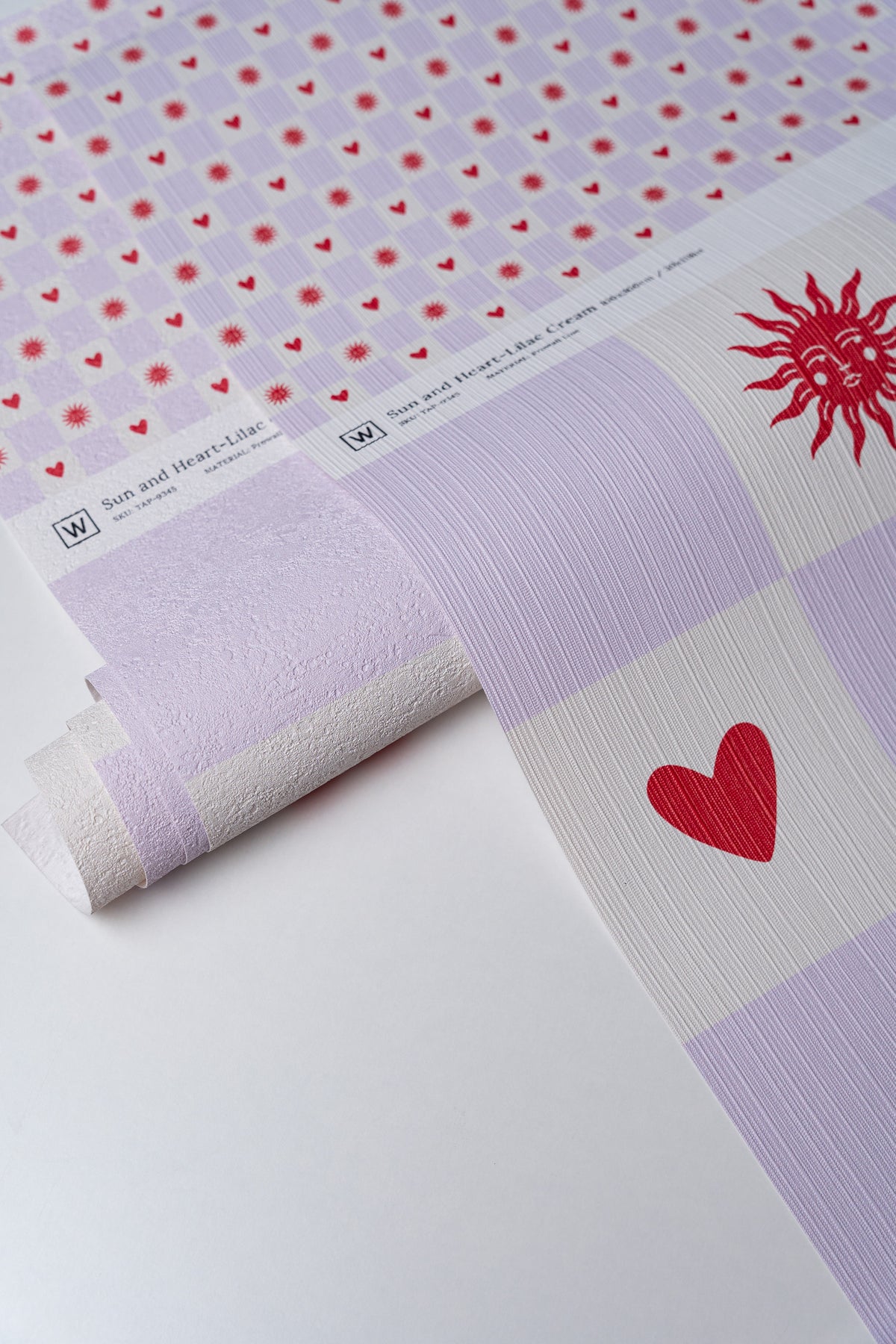 Tapeta Sun and heart Lilac Cream
