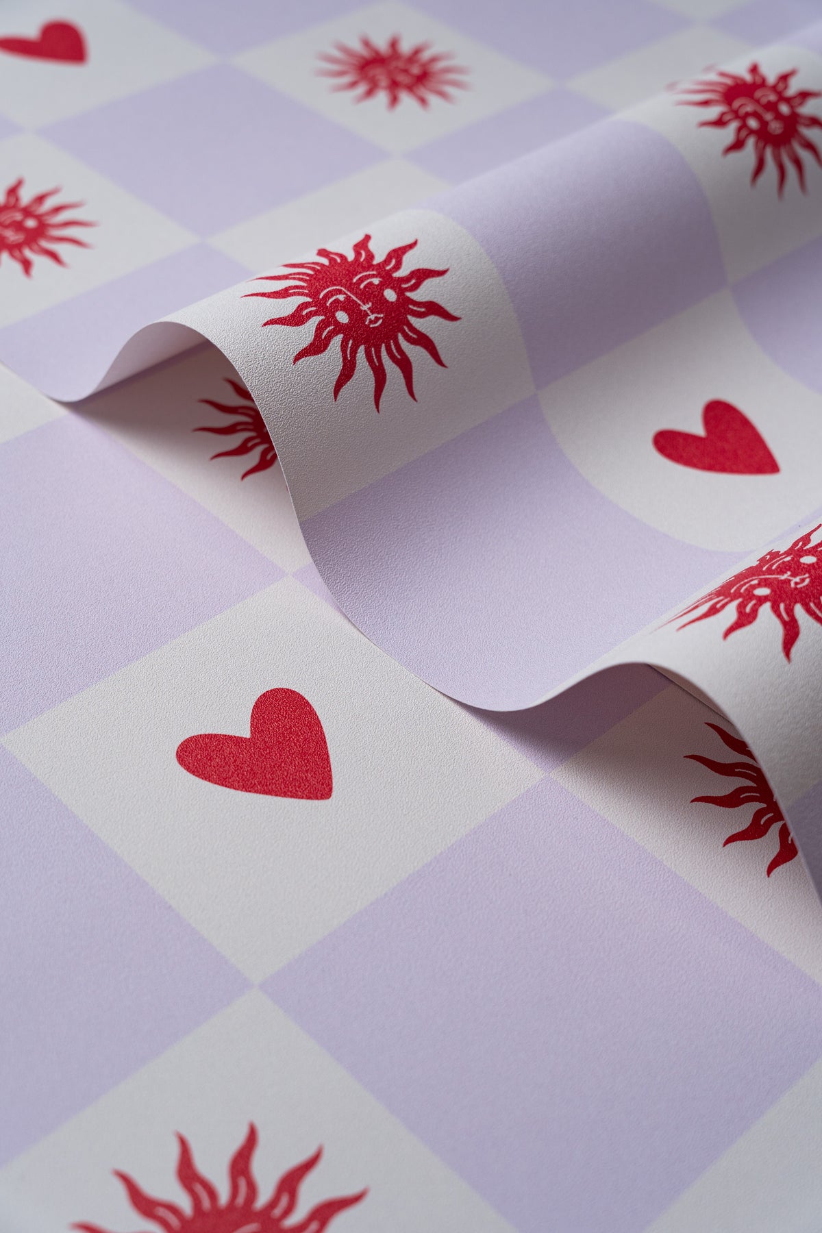 Tapeta Sun and heart Lilac Cream