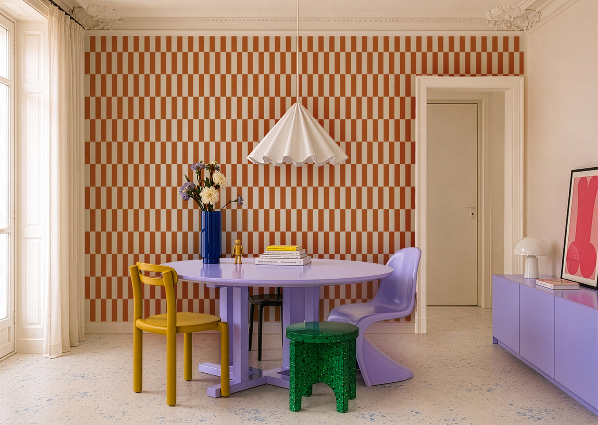 Papier peint Tetris Stripe Terracotta