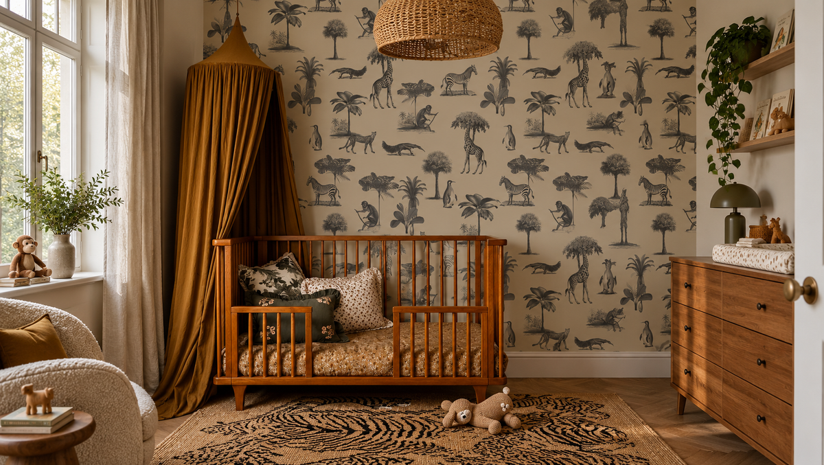 Papier peint Vintage animals beige