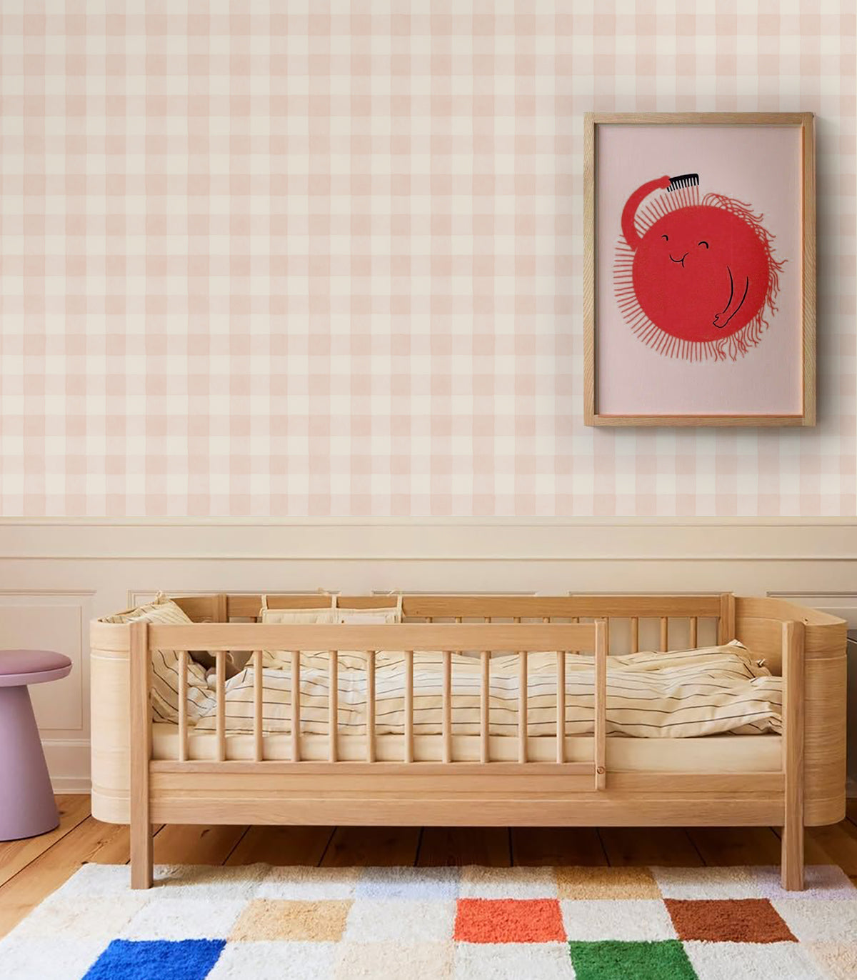 Tapeta Watercolor Checks Blush Pink