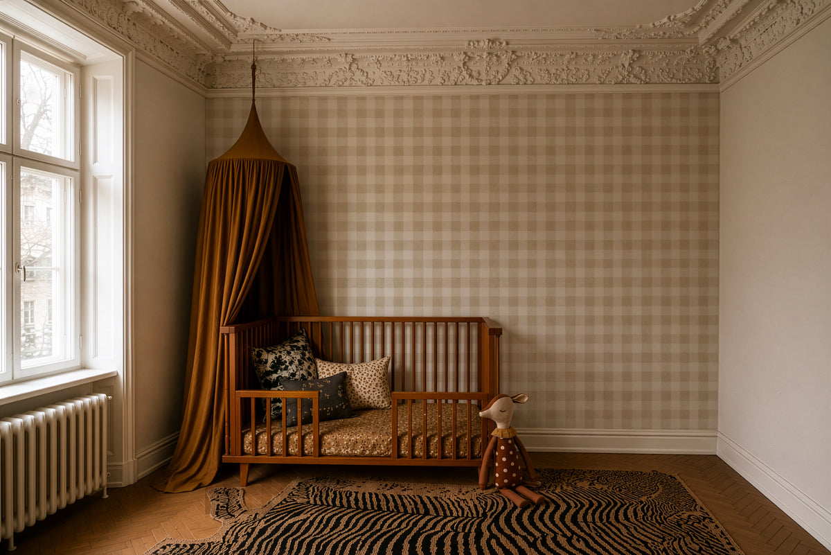 Papier peint Watercolor Checks Sand Beige
