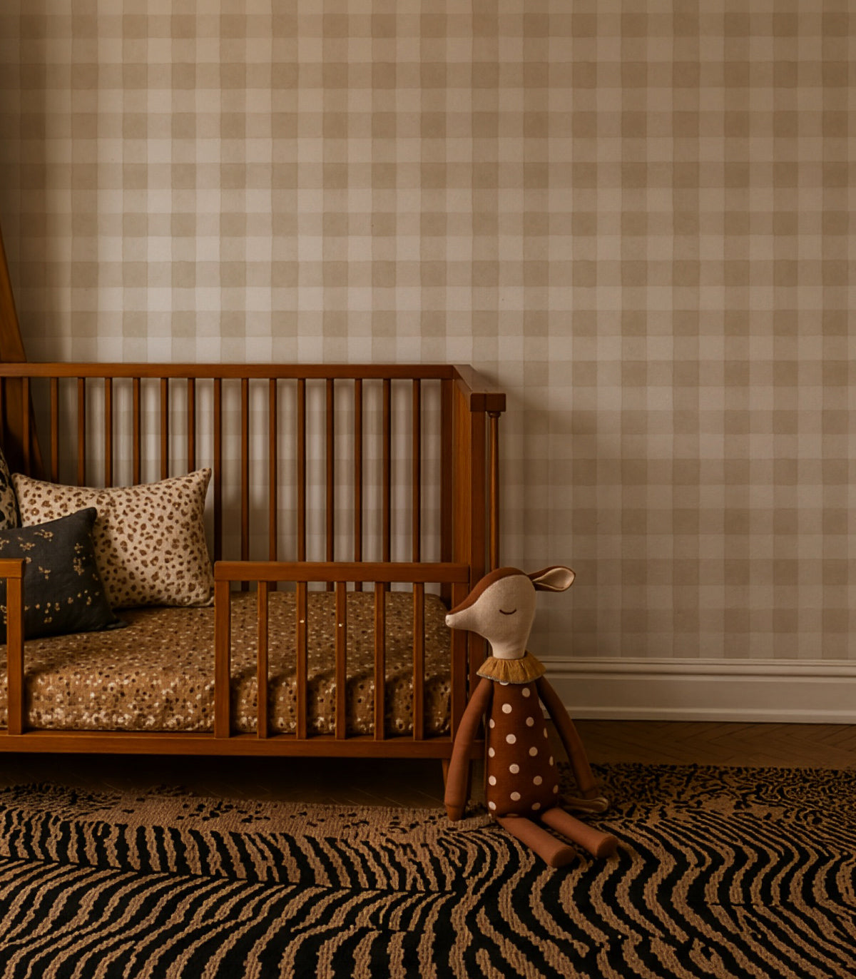 Papier peint Watercolor Checks Sand Beige
