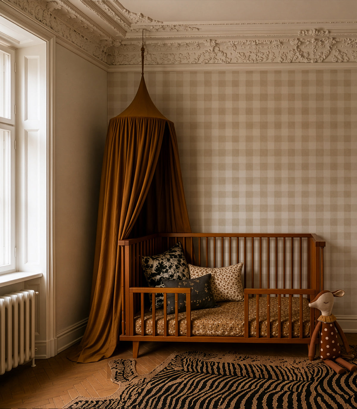 Papier peint Watercolor Checks Sand Beige