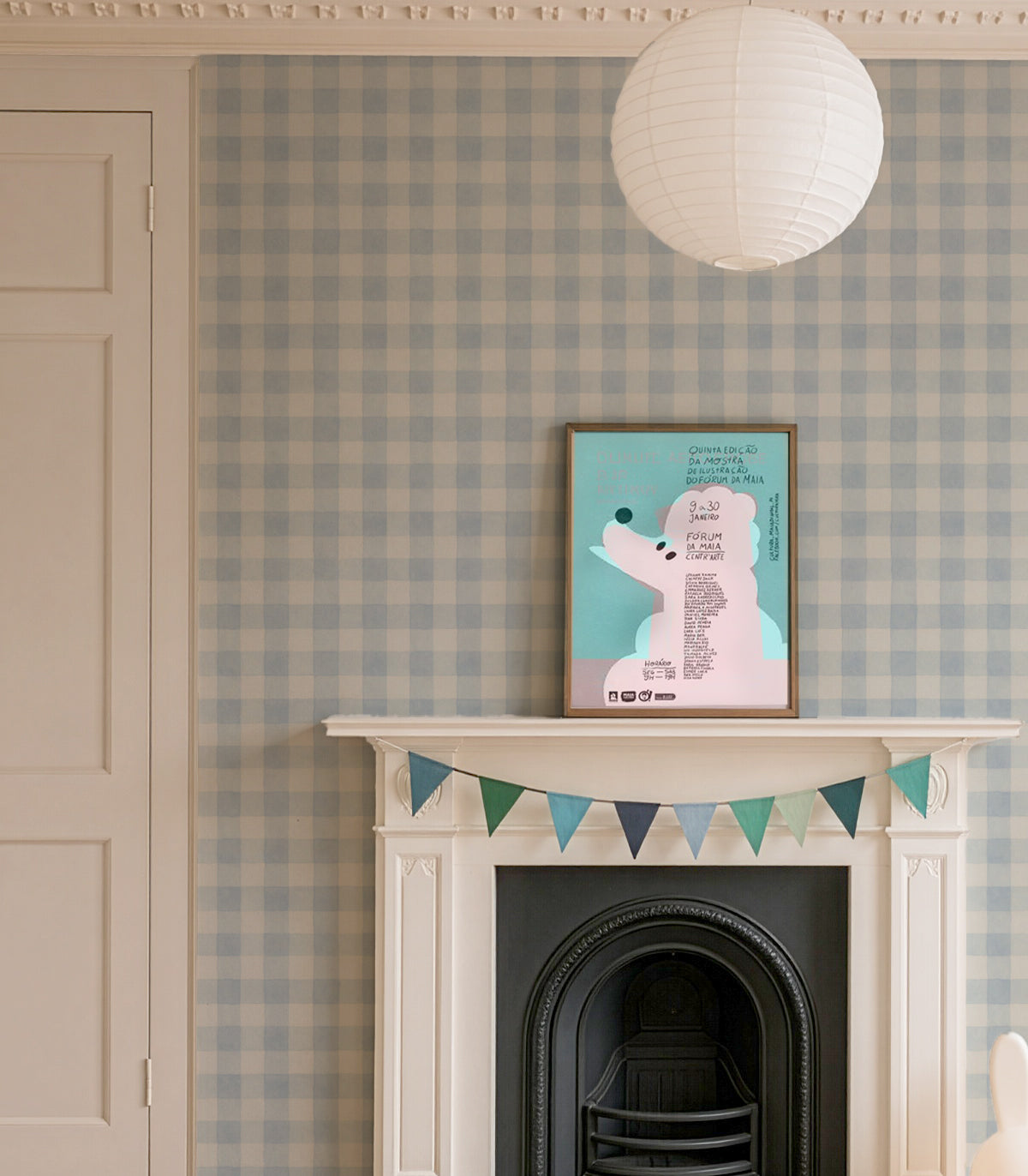 Papier peint Watercolor Checks Sky Blue