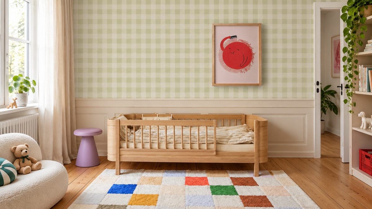 Papier peint Watercolor Checks Spring Green