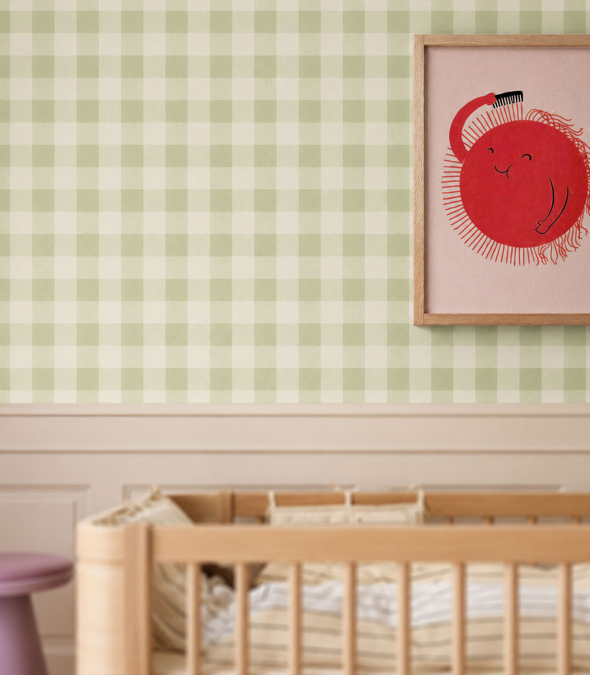 Papier peint Watercolor Checks Spring Green