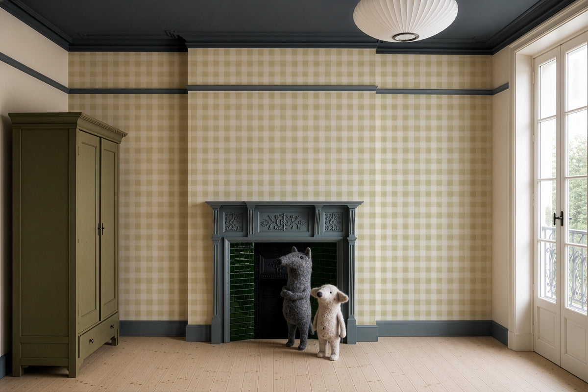 Papier peint Watercolor Checks Sage Green