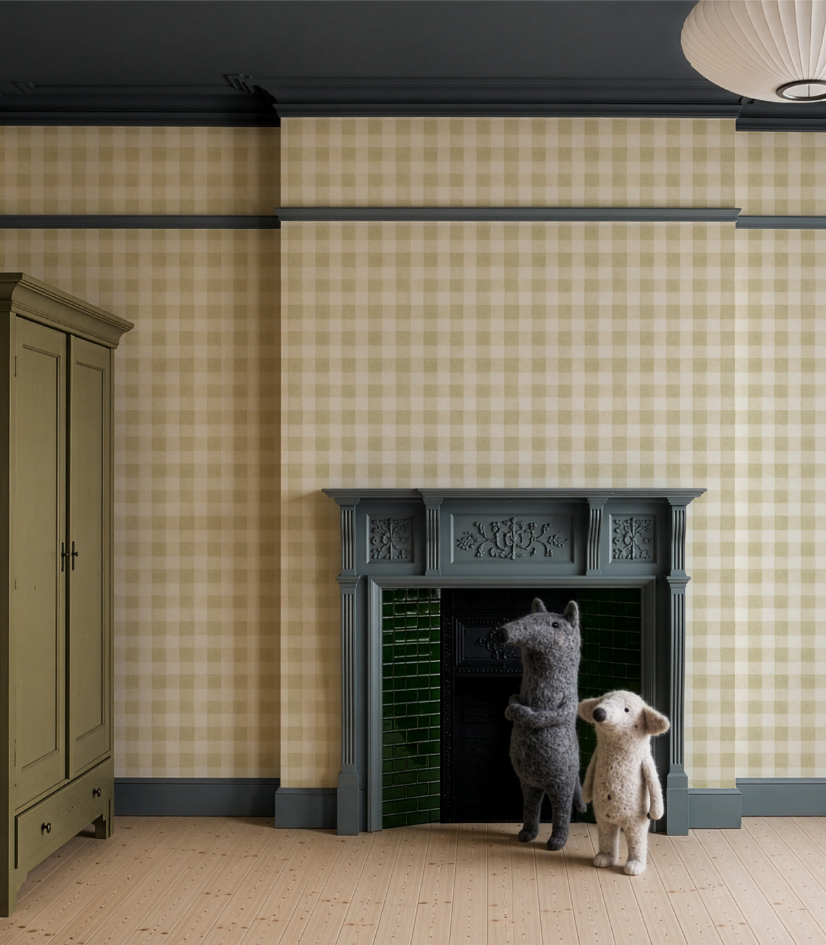 Papier peint Watercolor Checks Sage Green