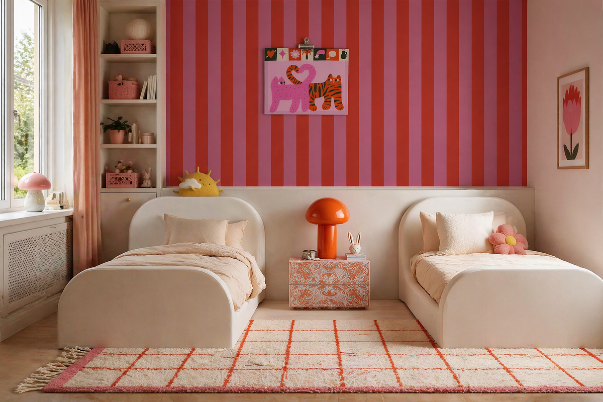 Papier peint Wide Stripe Play Cherry Pink