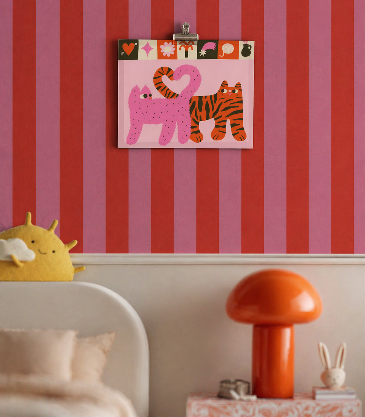 Papier peint Wide Stripe Play Cherry Pink