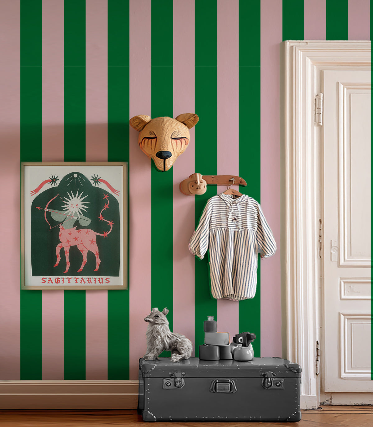 Tapeta Wilde Stripe Play Forest Blush
