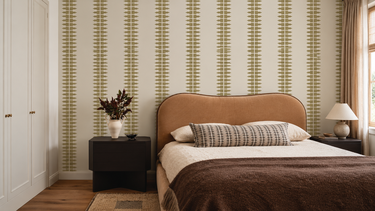 Tapeta Ornament Line Clay Golden Olive