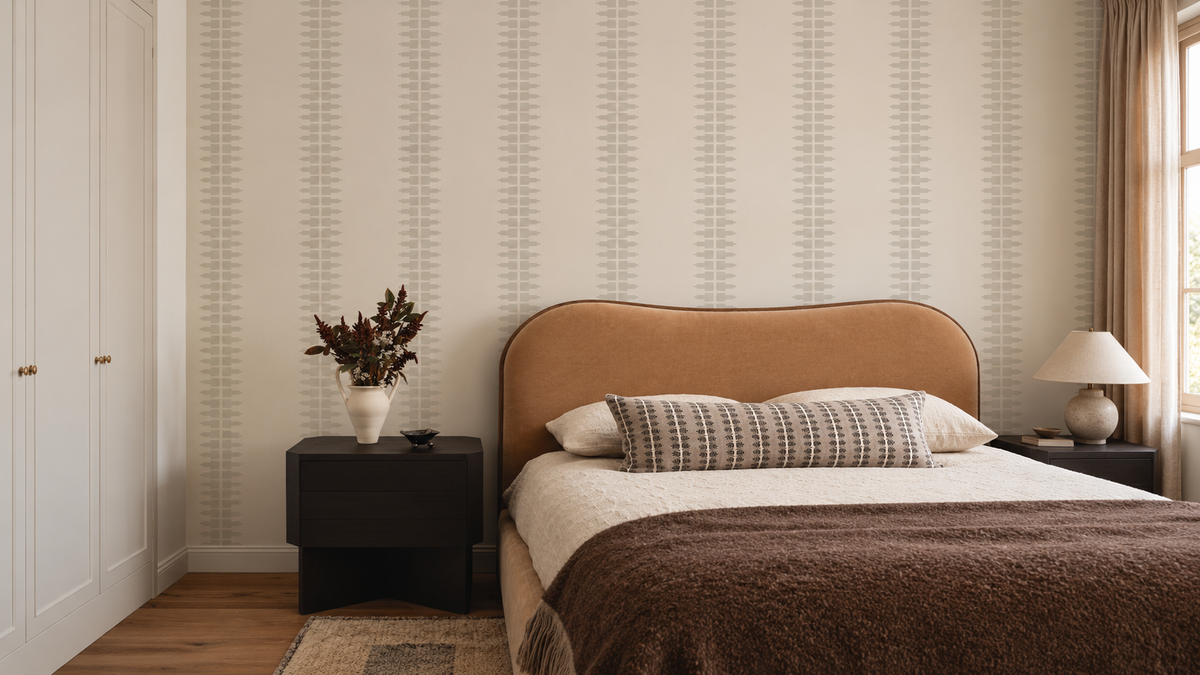 Tapeta Ornament Line Clay Cream Beige